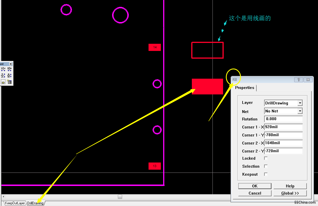 pcb設計中Drill drawing放焊盤