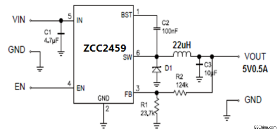 60V 0.5A降壓芯片ZCC2459