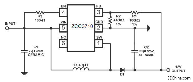 24V2A升壓芯片ZCC3710    替代SY7208  MT3608