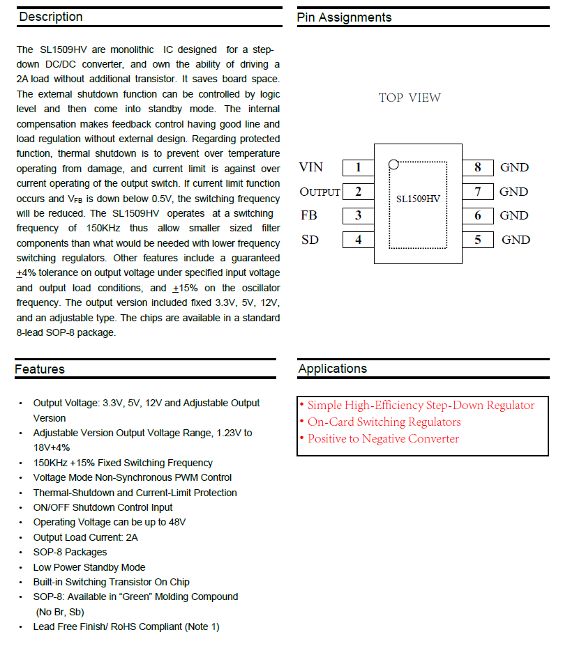SL1509HV 48V 2A DC-DC ㉺IC AP1509